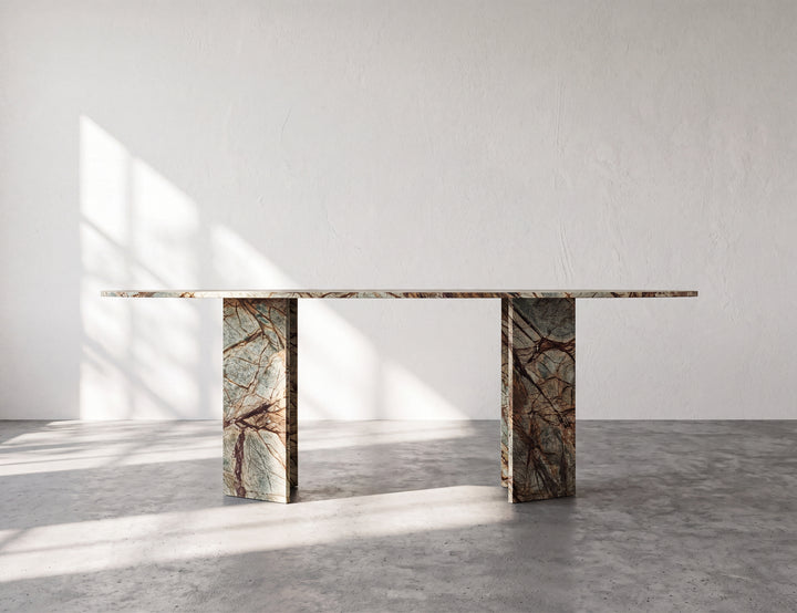 Solace - Green Forest Marble Oval Dining Table