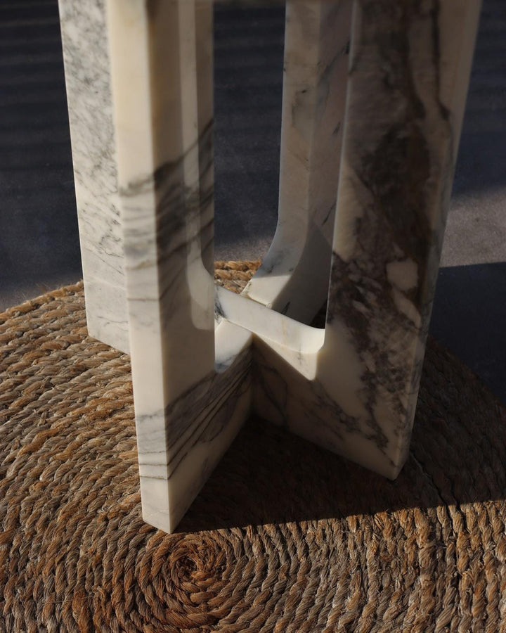 Calacatta Marble Side Table, Modern Round End Table, Customizable