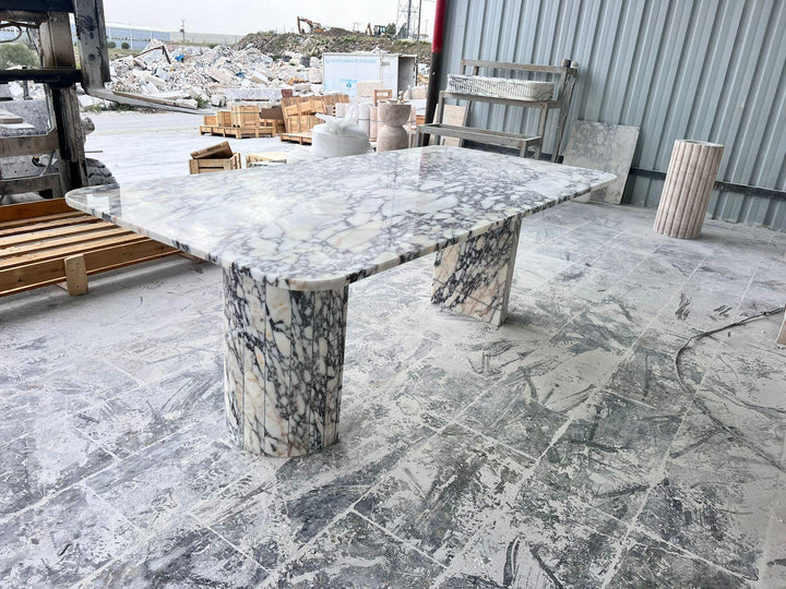 Calacatta Viola Marble Dining Table, Handmade Natural Stone, Custom Size