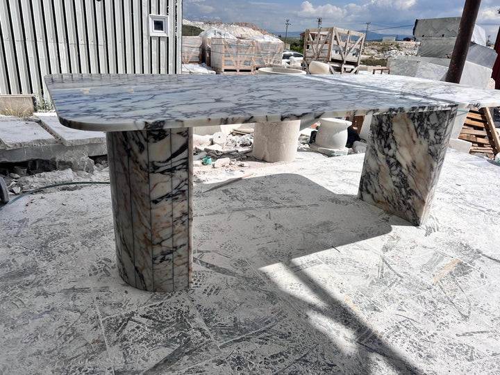 Custom Calacatta Viola Marble Dining Table, Handcrafted Kitchen Table