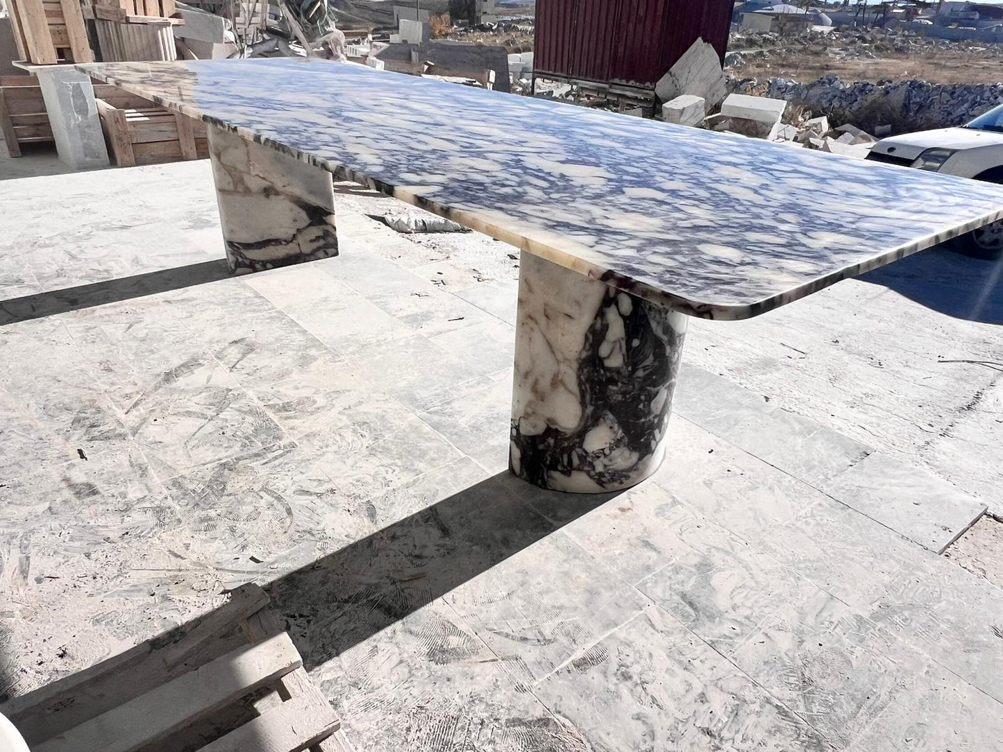Custom Calacatta Viola Marble Dining Table – Handmade Purple Veined Stone