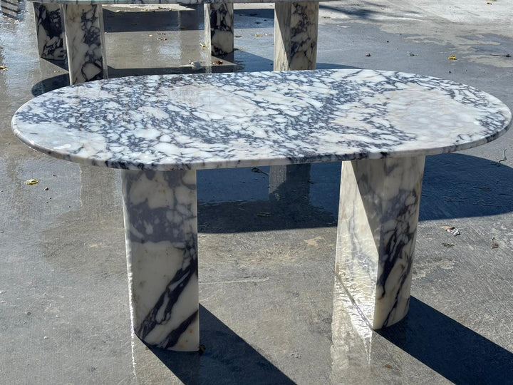 Oval Calacatta Viola Marble Dining Table, Italian Luxury Design, Custom Purple Veined Large Table