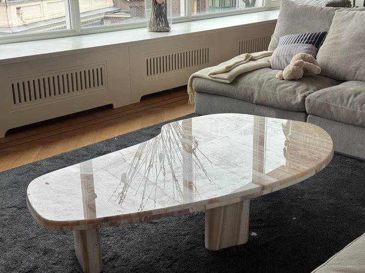 Caramel Onyx Marble Coffee Table - Custom Luxury Modern Living Room Center Table