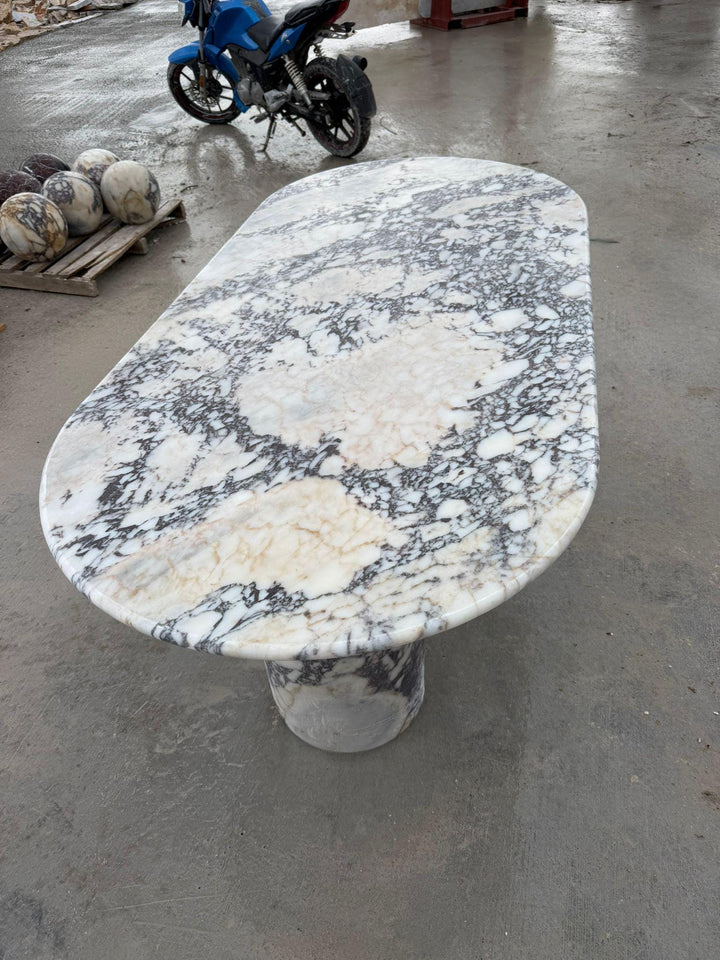 Calacatta Viola Marble Dining Table - Modern Custom Table Top - Handmade Italian Stone
