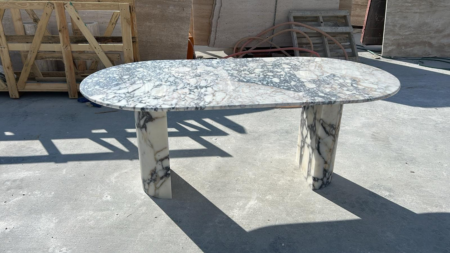 Oval Calacatta Viola Marble Dining Table – Italian Stone, Custom Sizes Available