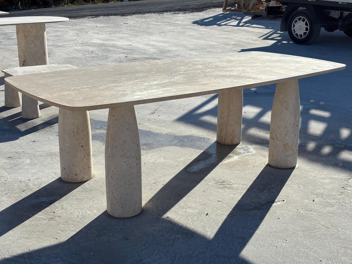 Rectangular Travertine Table Top – Natural Stone Dining Table, Custom Sizes Available