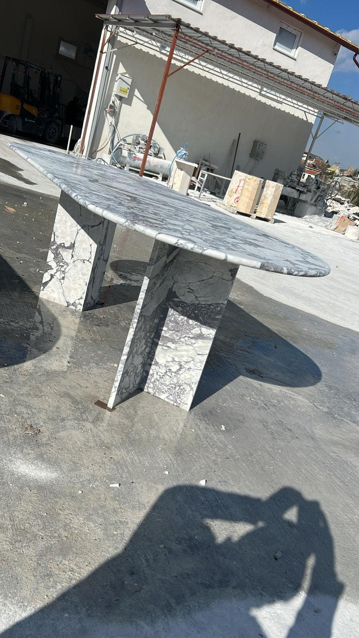 Custom Calacatta Viola Marble Oval Dining Table – Italian Natural Stone Top