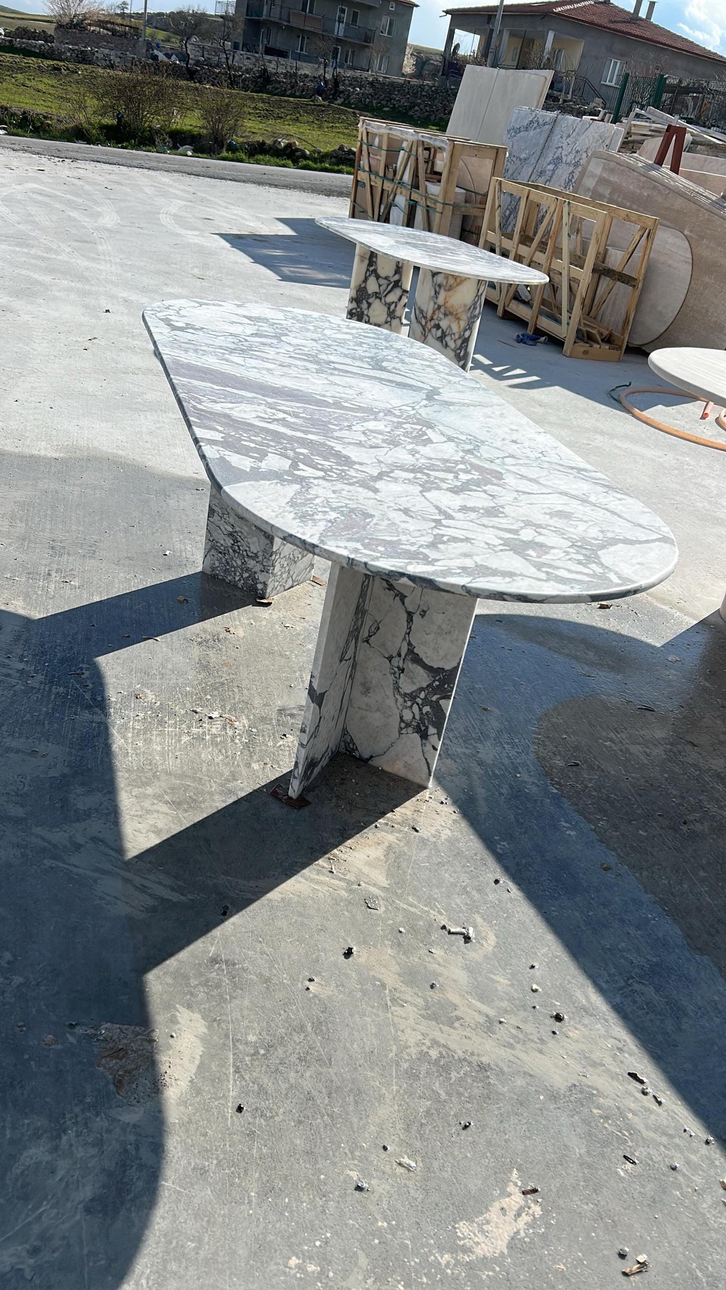 Custom Calacatta Viola Marble Oval Dining Table – Italian Natural Stone Top