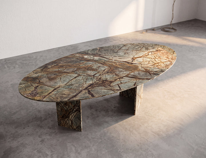Solace - Green Forest Marble Oval Dining Table