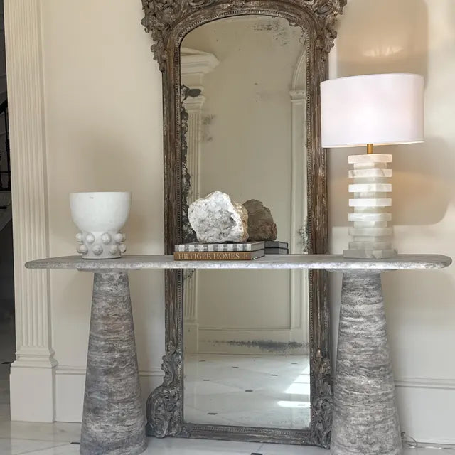 Stillness - Silver Travertine Console Table