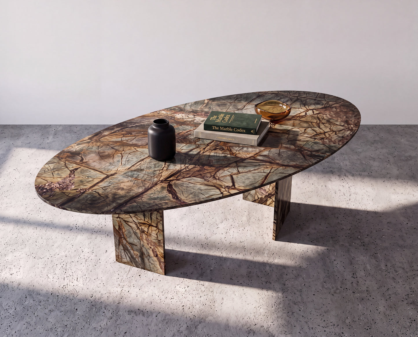 Solace - Green Forest Marble Oval Dining Table