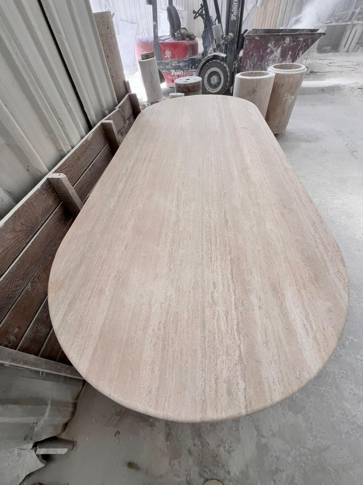 Big Travertine Dining Table Top Marble Solid Kitchen White Table