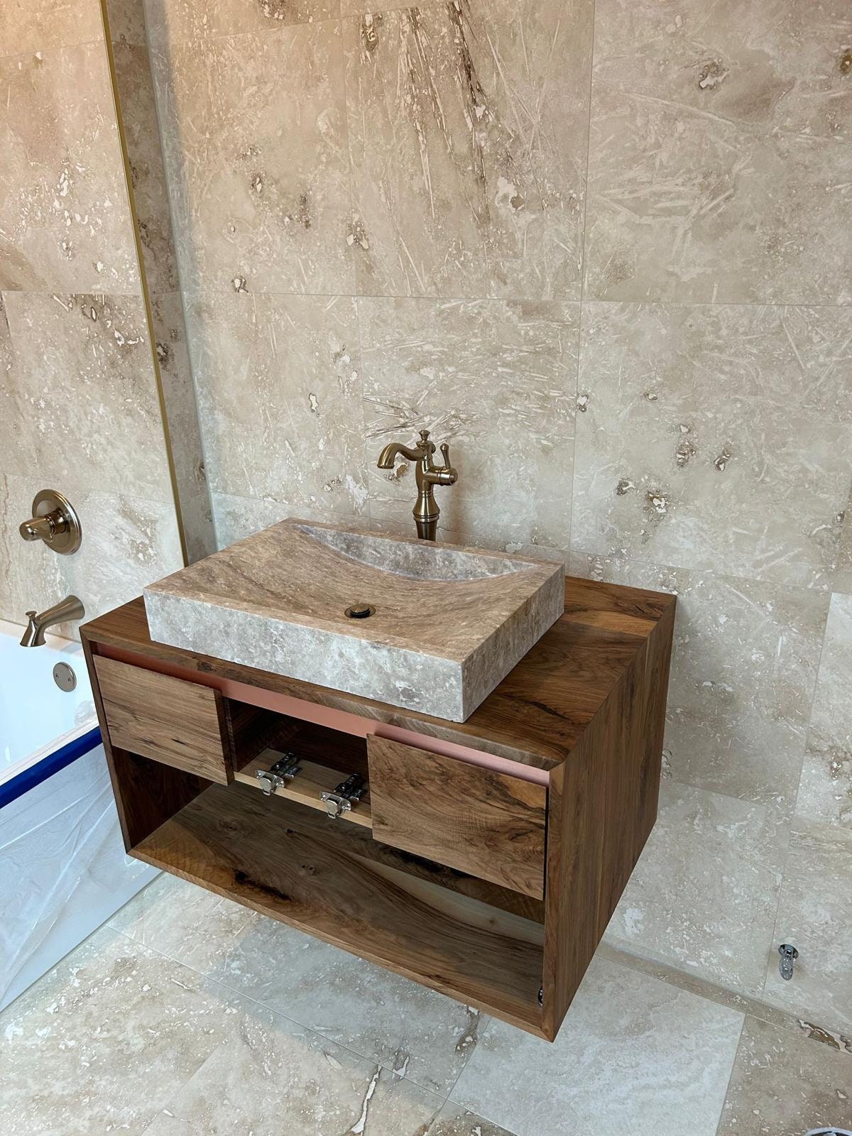 Hand Crafted Calacatta Viola Marble Sink – Natural Stone Vessel Sink
