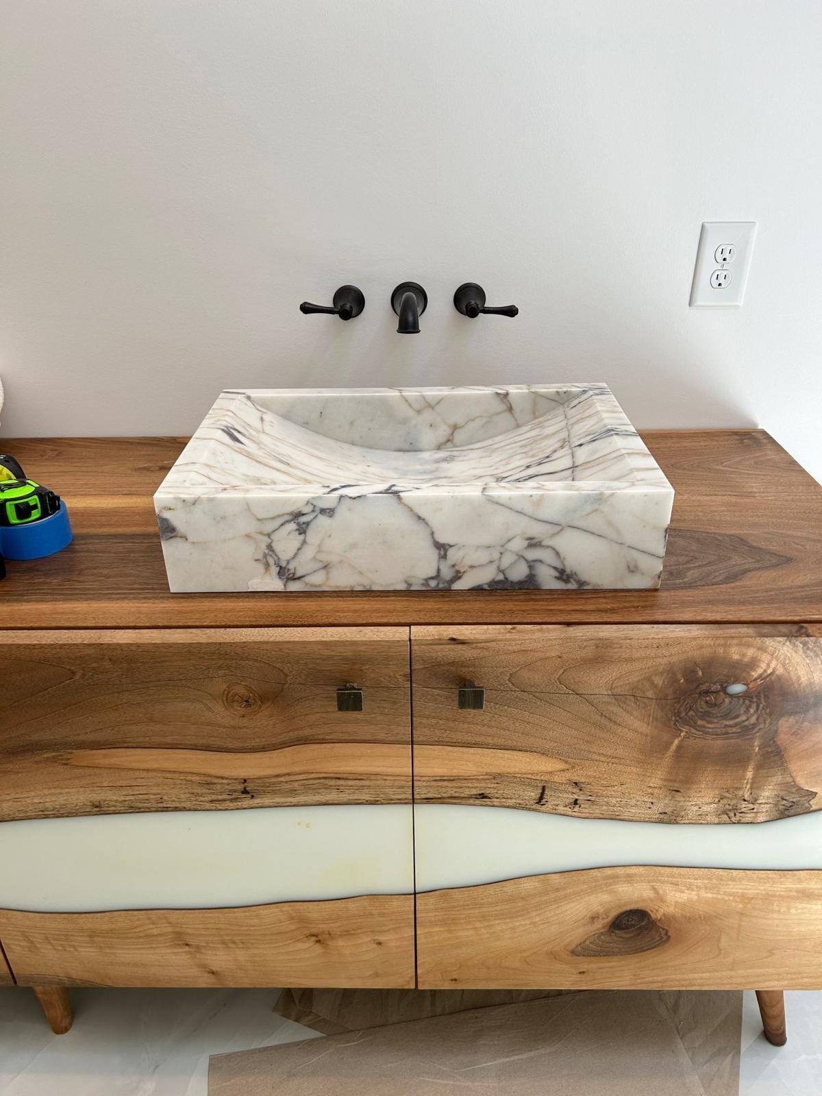 Custom Calacatta Viola Marble Sink: Bathroom or Kitchen, Wall Mounted
