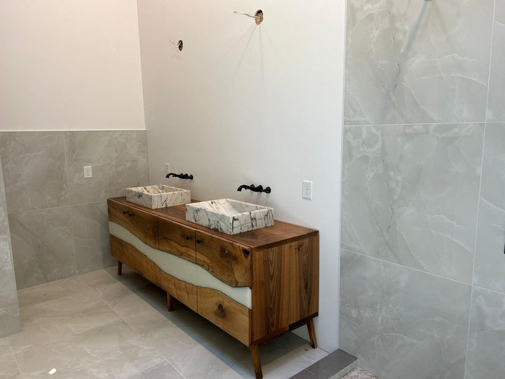 Custom Calacatta Viola Marble Sink: Bathroom or Kitchen, Wall Mounted