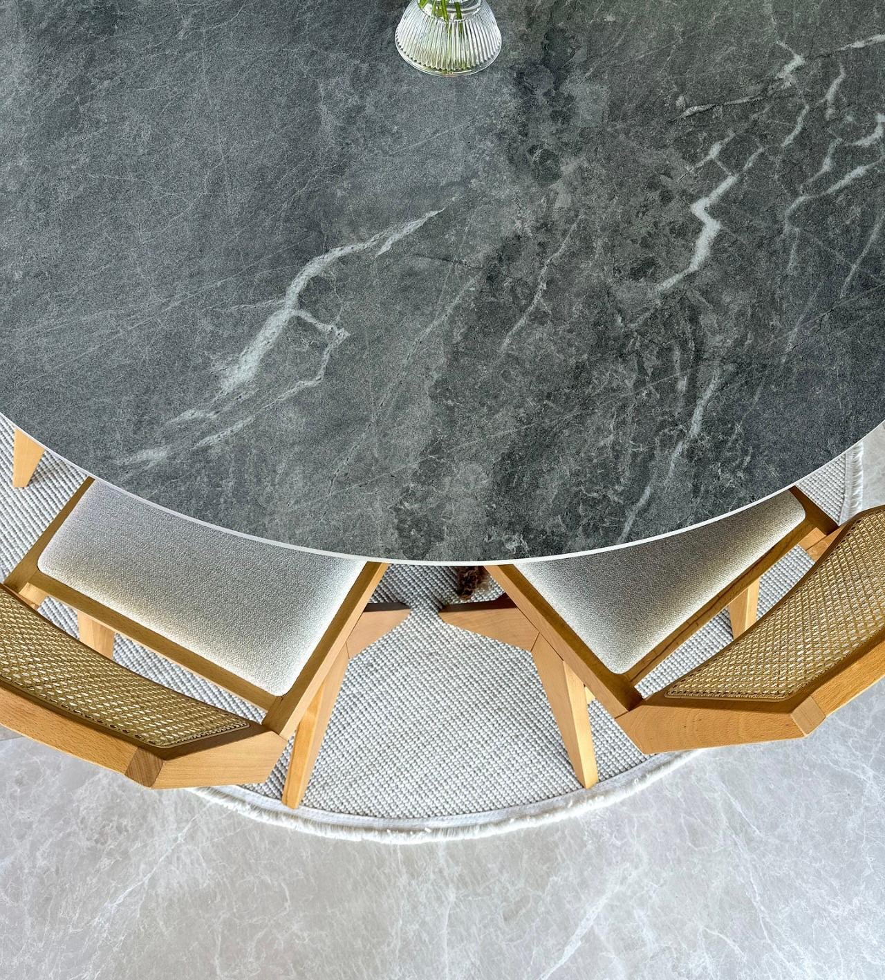 Custom Round Travertine Marble Dining Table – Natural Stone Kitchen Table