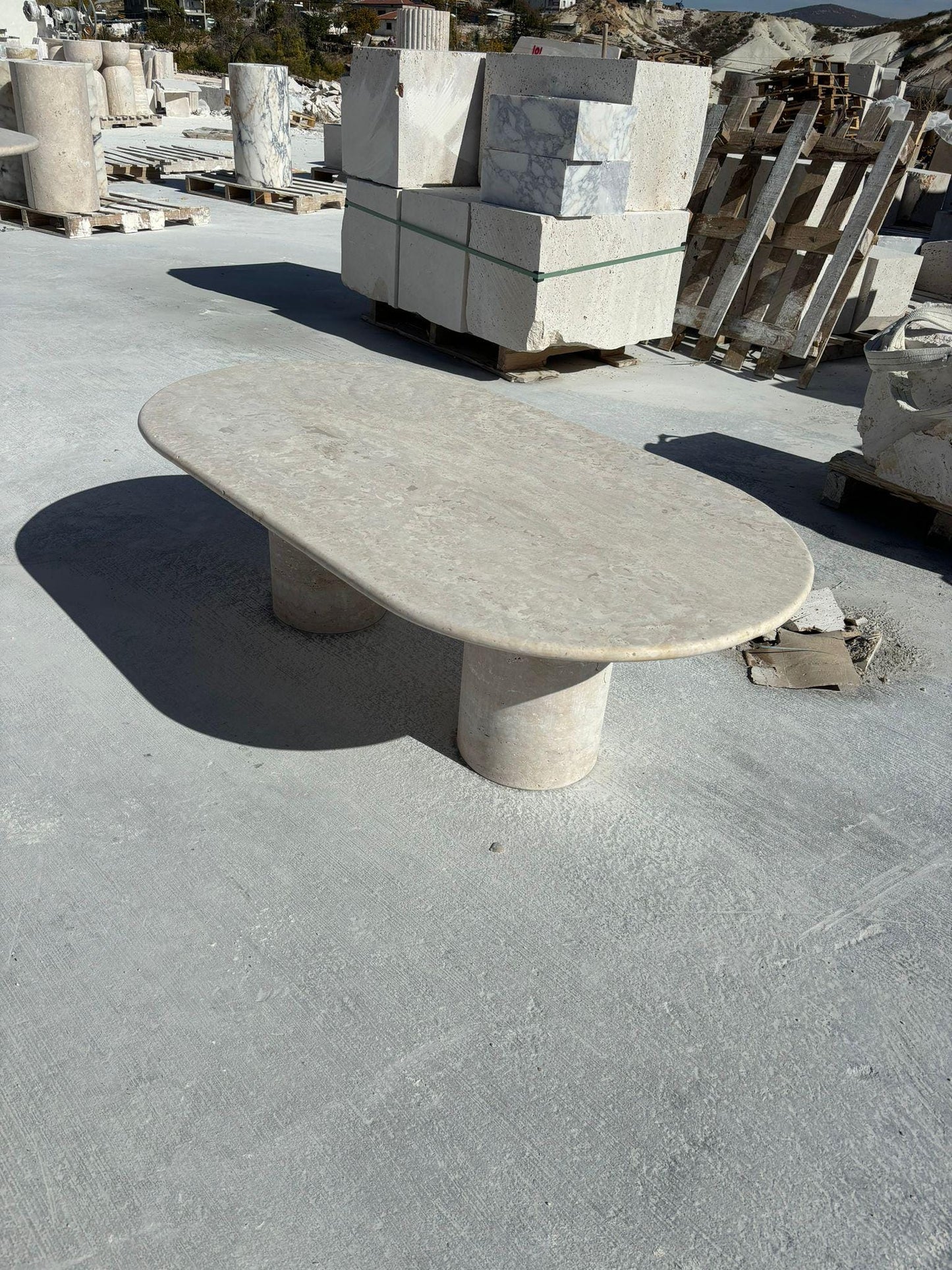 Custom Order Travertine Oval Marble Living Room Dining Kitchen Table