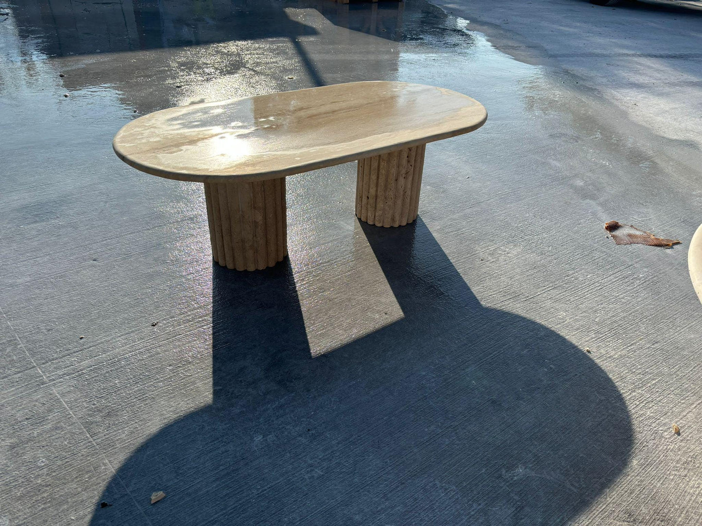 Handmade Travertine Dining Table: Natural Marble Stone, Custom Office Table