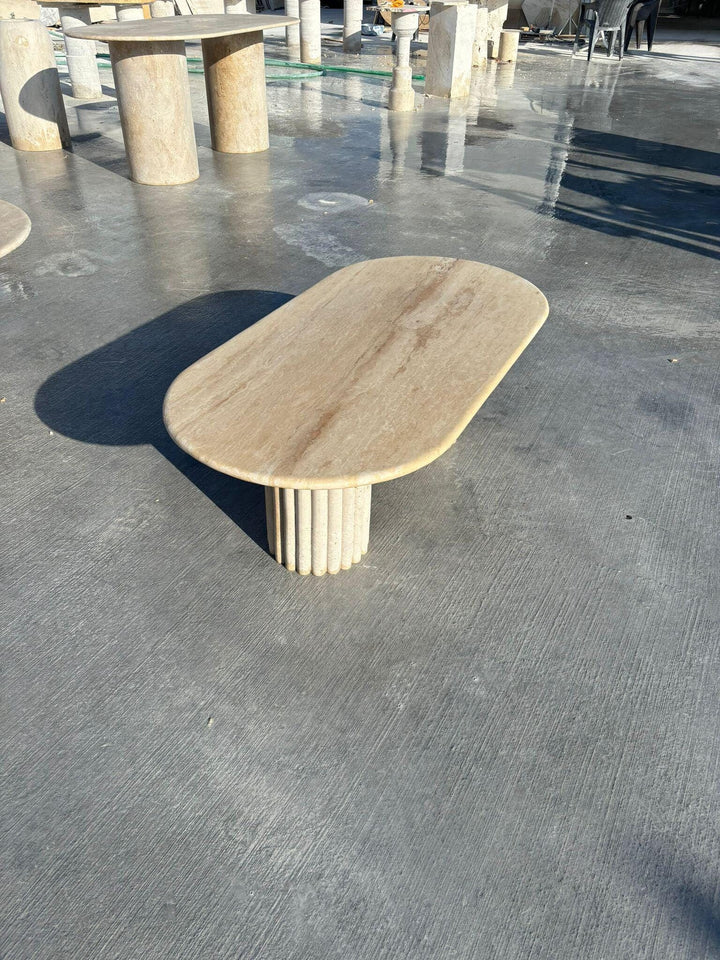 Handmade Travertine Dining Table: Natural Marble Stone, Custom Office Table