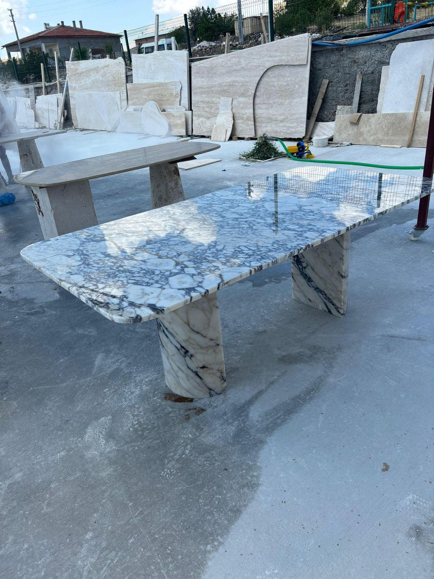 Calacatta Viola Marble Dining Table: Italian Kitchen Table, Handmade