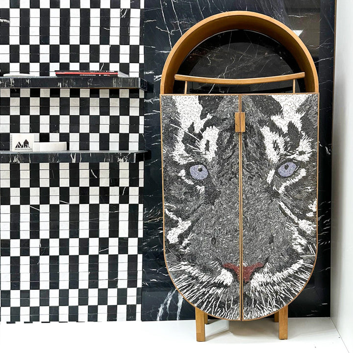 Handmade Tiger Marble Cabinet: Alexander Black Bathroom Vanity
