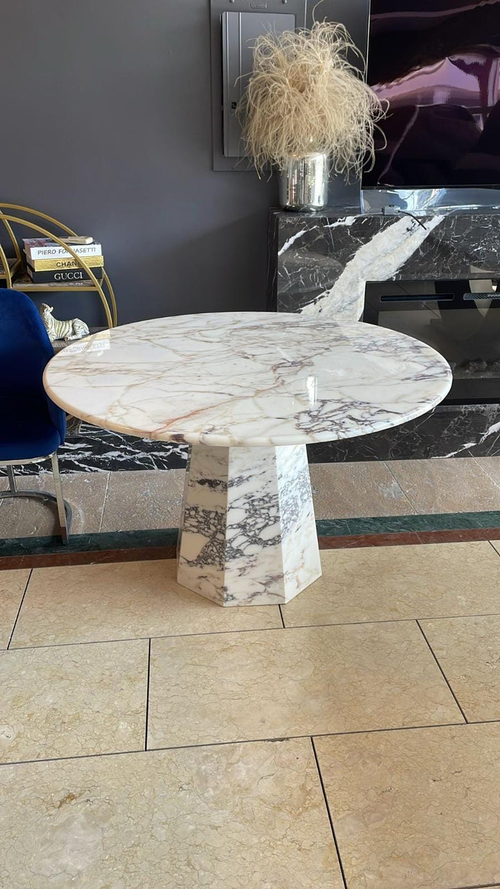 Calacatta Marble Round Dining Table: Custom Kitchen Table
