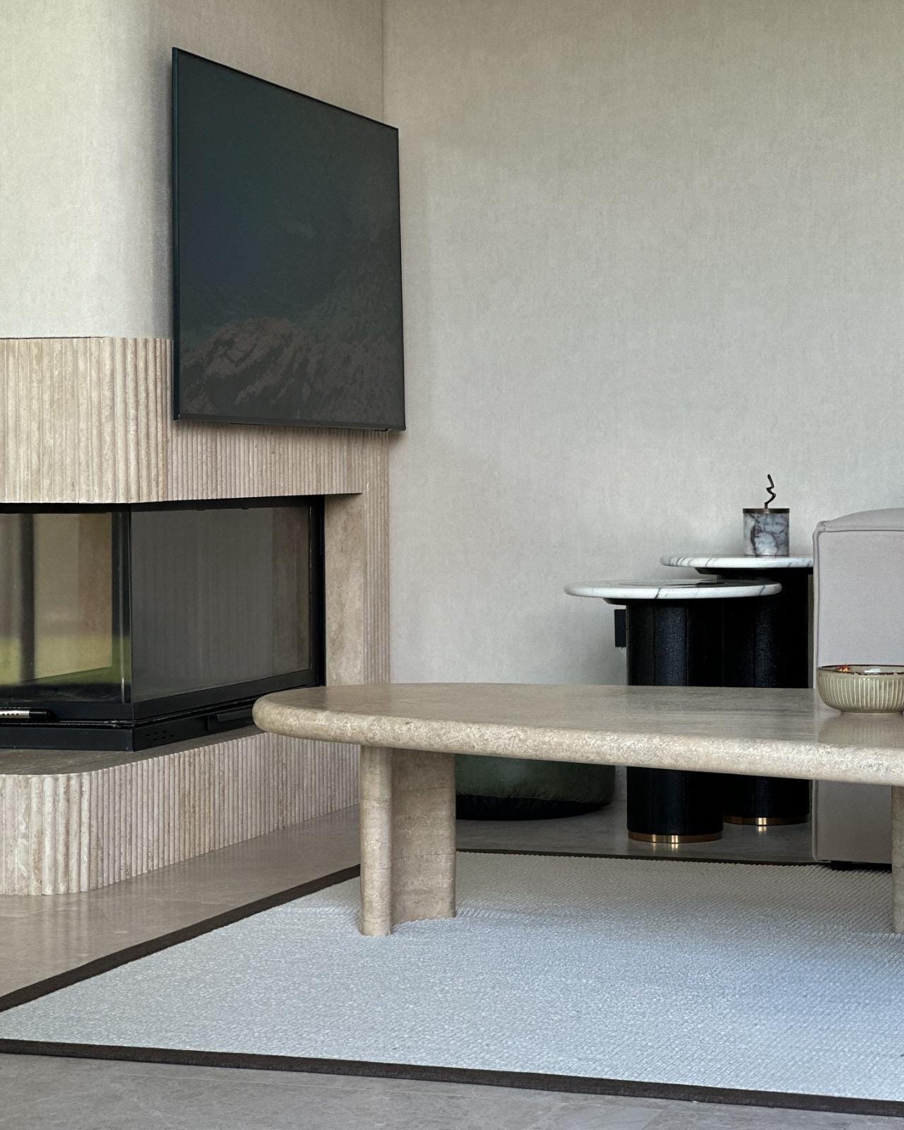 Custom Travertine Coffee Table, Natural Stone End Table, Living Room Decor