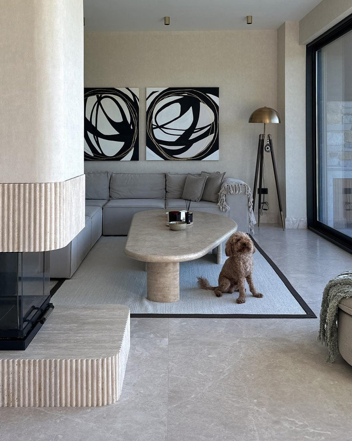 Custom Travertine Coffee Table, Natural Stone End Table, Living Room Decor