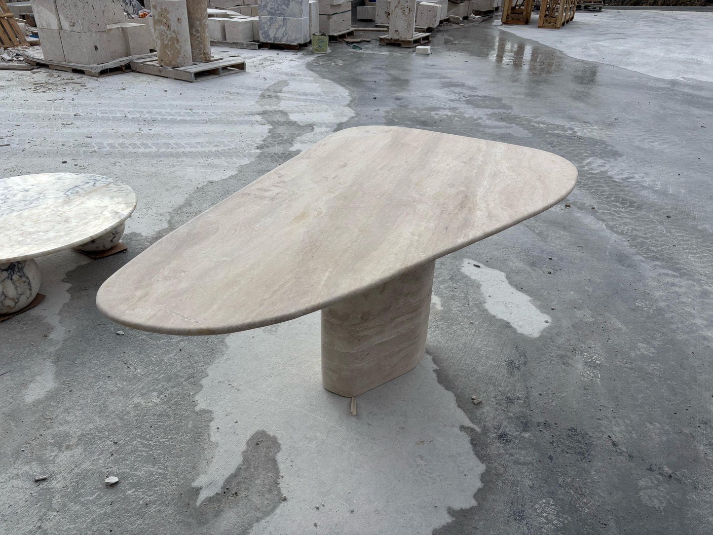 Custom Travertine Marble Dining Table, Natural Stone Furniture