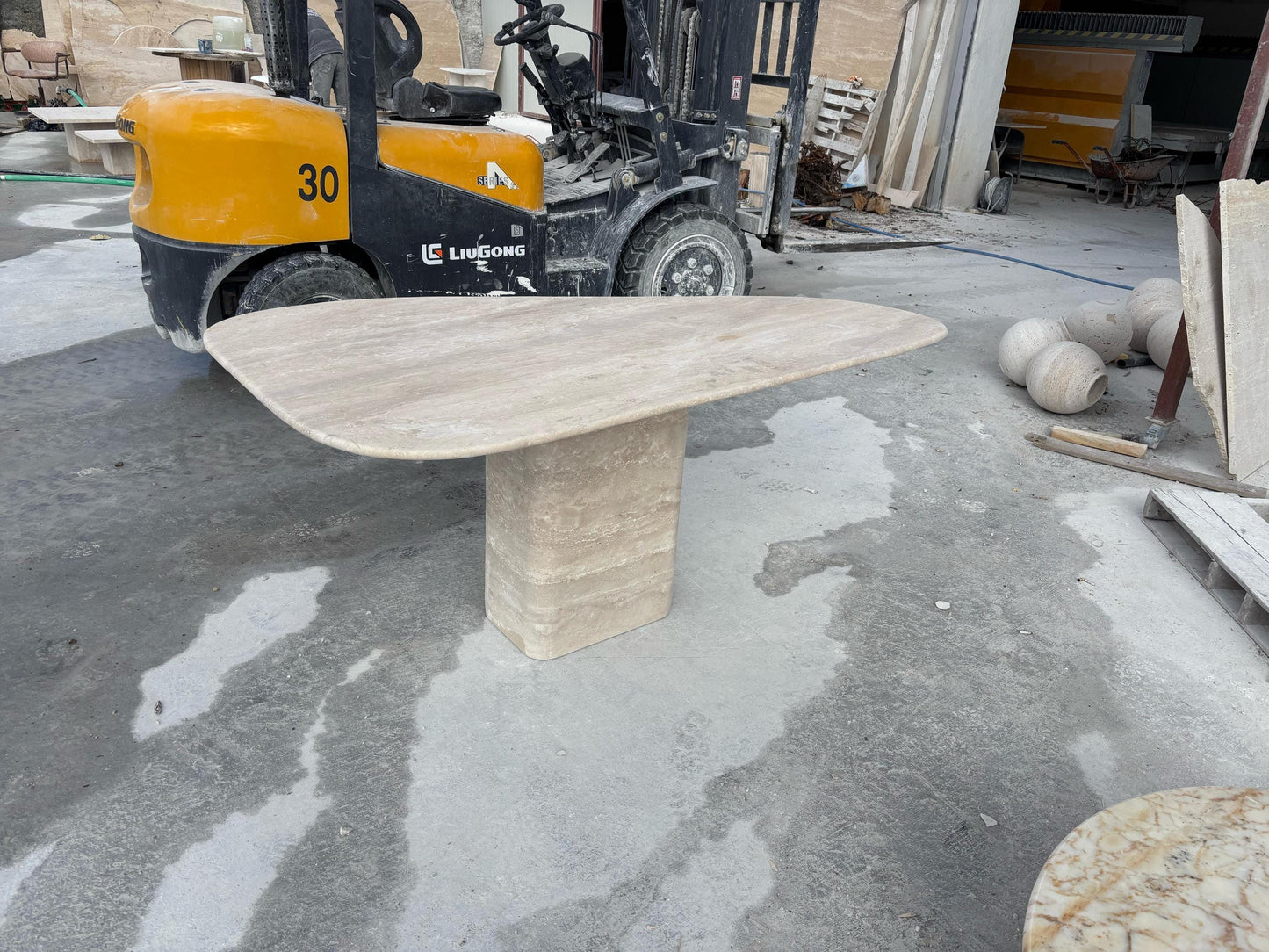Custom Travertine Marble Dining Table, Natural Stone Furniture