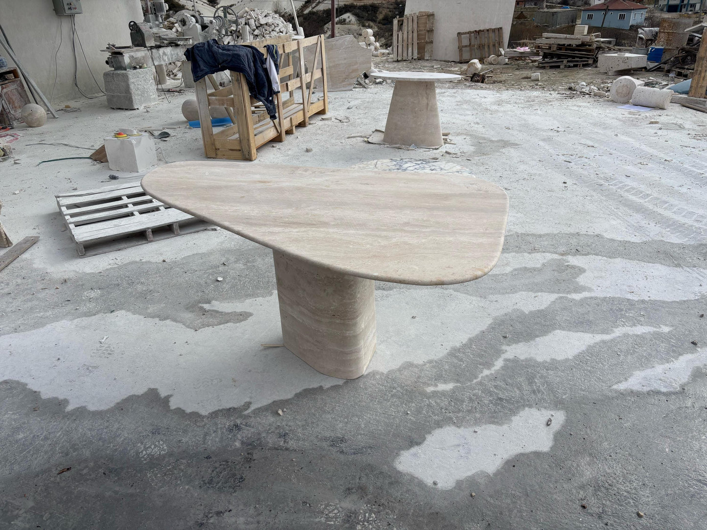 Custom Travertine Marble Dining Table, Natural Stone Furniture