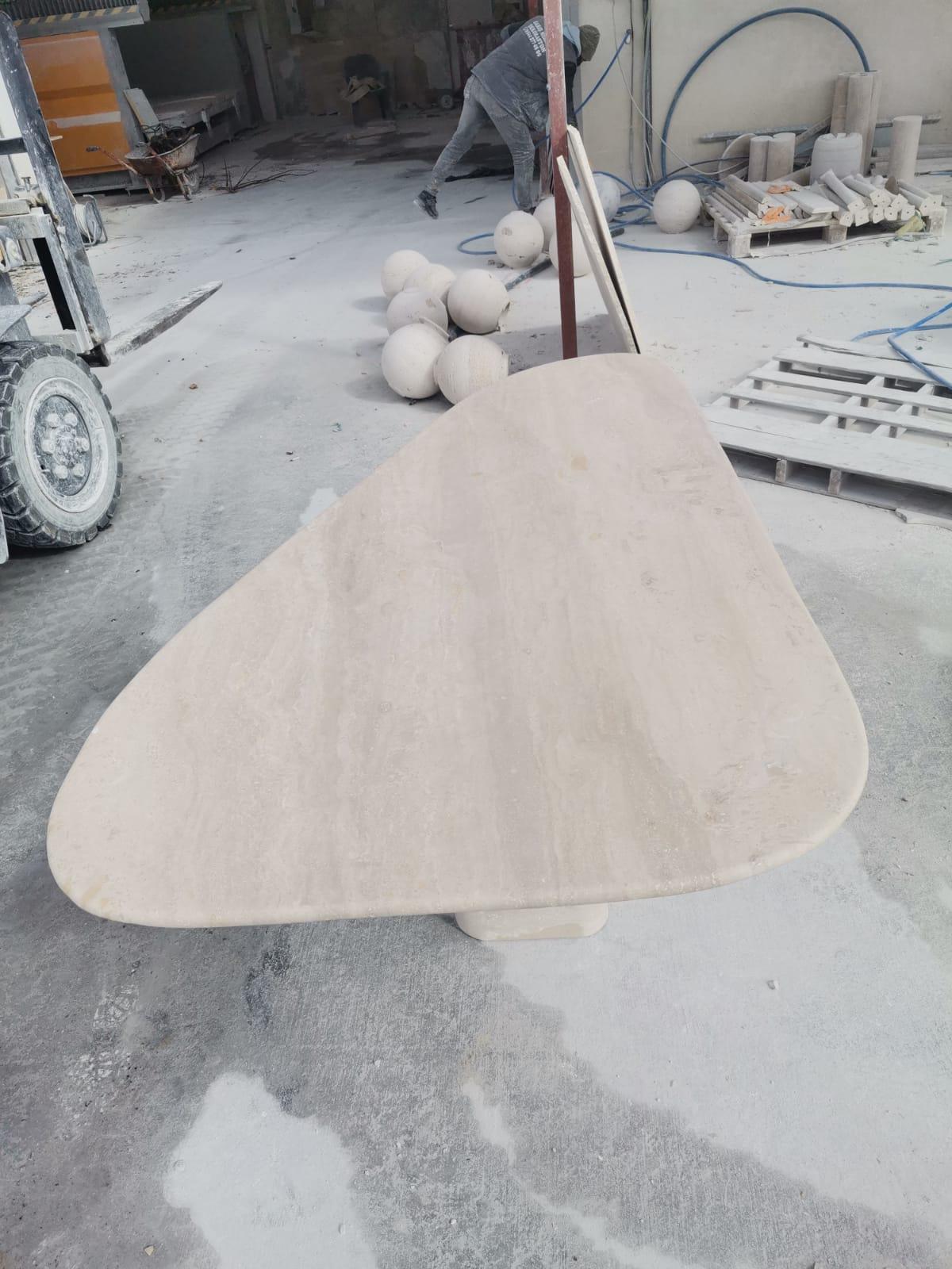 Custom Travertine Marble Dining Table, Natural Stone Furniture