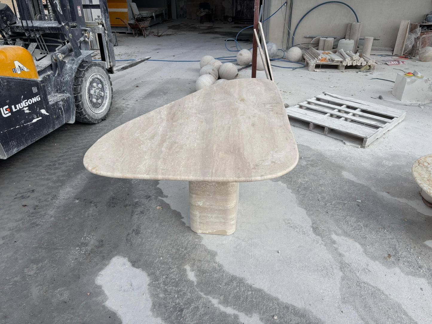 Custom Travertine Marble Dining Table, Natural Stone Furniture