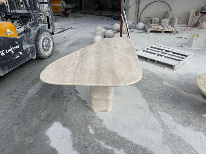 Custom Travertine Marble Dining Table, Natural Stone Furniture