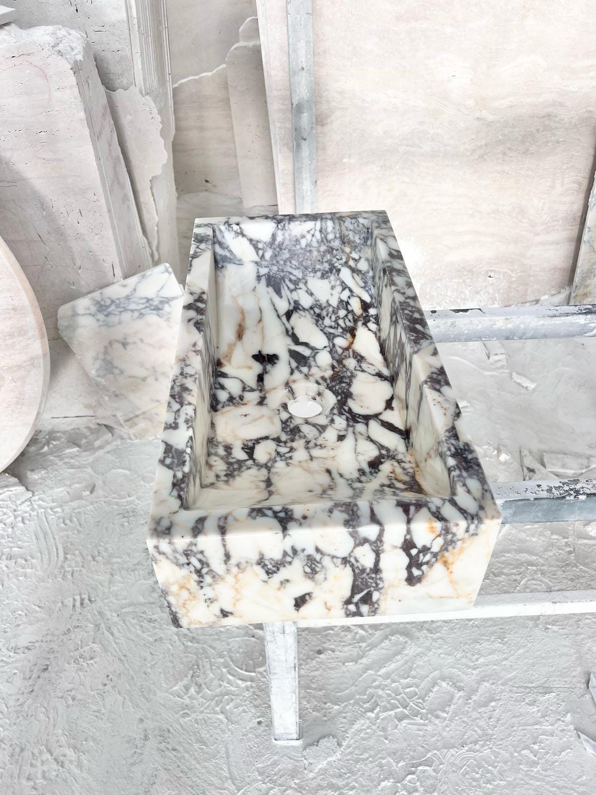 Calacatta Viola Marble Sink - Solid Stone Bathroom Sink