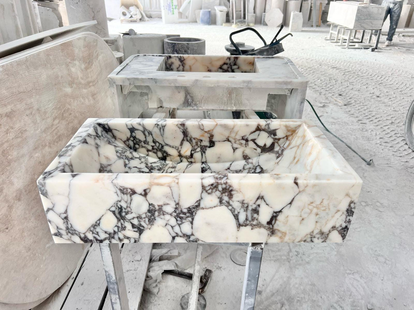Calacatta Viola Marble Sink - Solid Stone Bathroom Sink