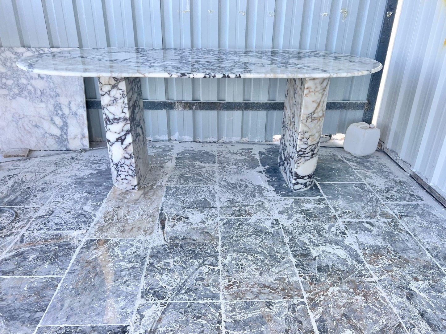 Calacatta Viola Marble Dining Table, Oval Handmade Kitchen Table