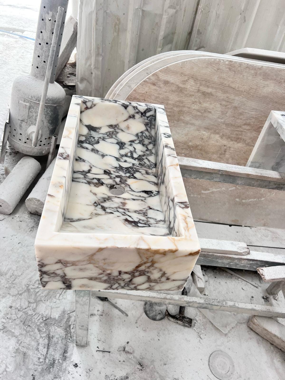 Calacatta Viola Marble Sink - Solid Stone Bathroom Sink