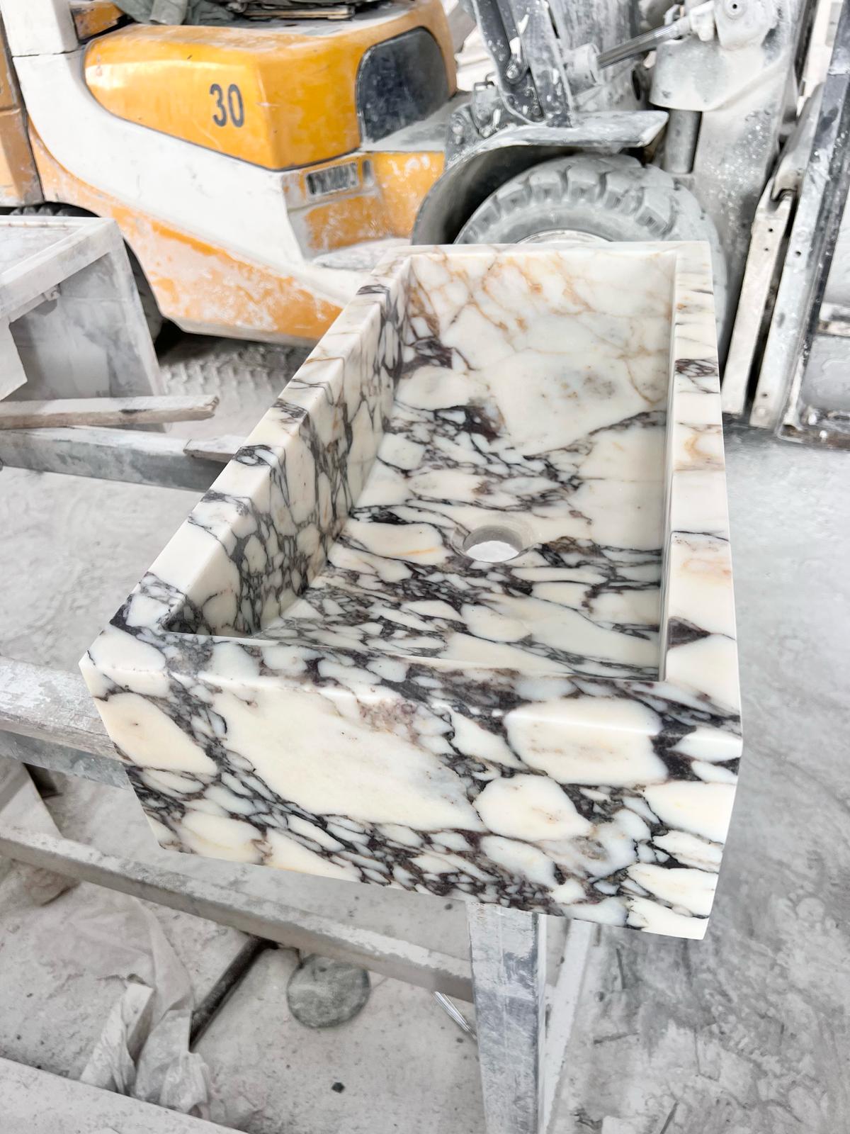 Calacatta Viola Marble Sink - Solid Stone Bathroom Sink