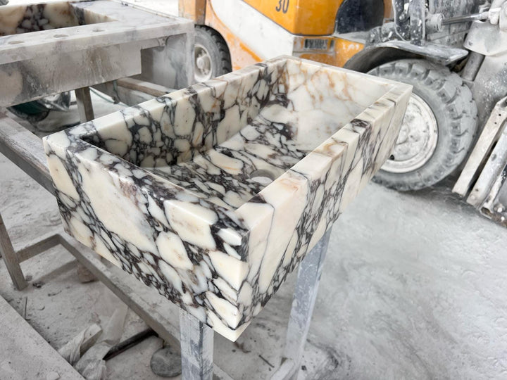 Calacatta Viola Marble Sink - Solid Stone Bathroom Sink