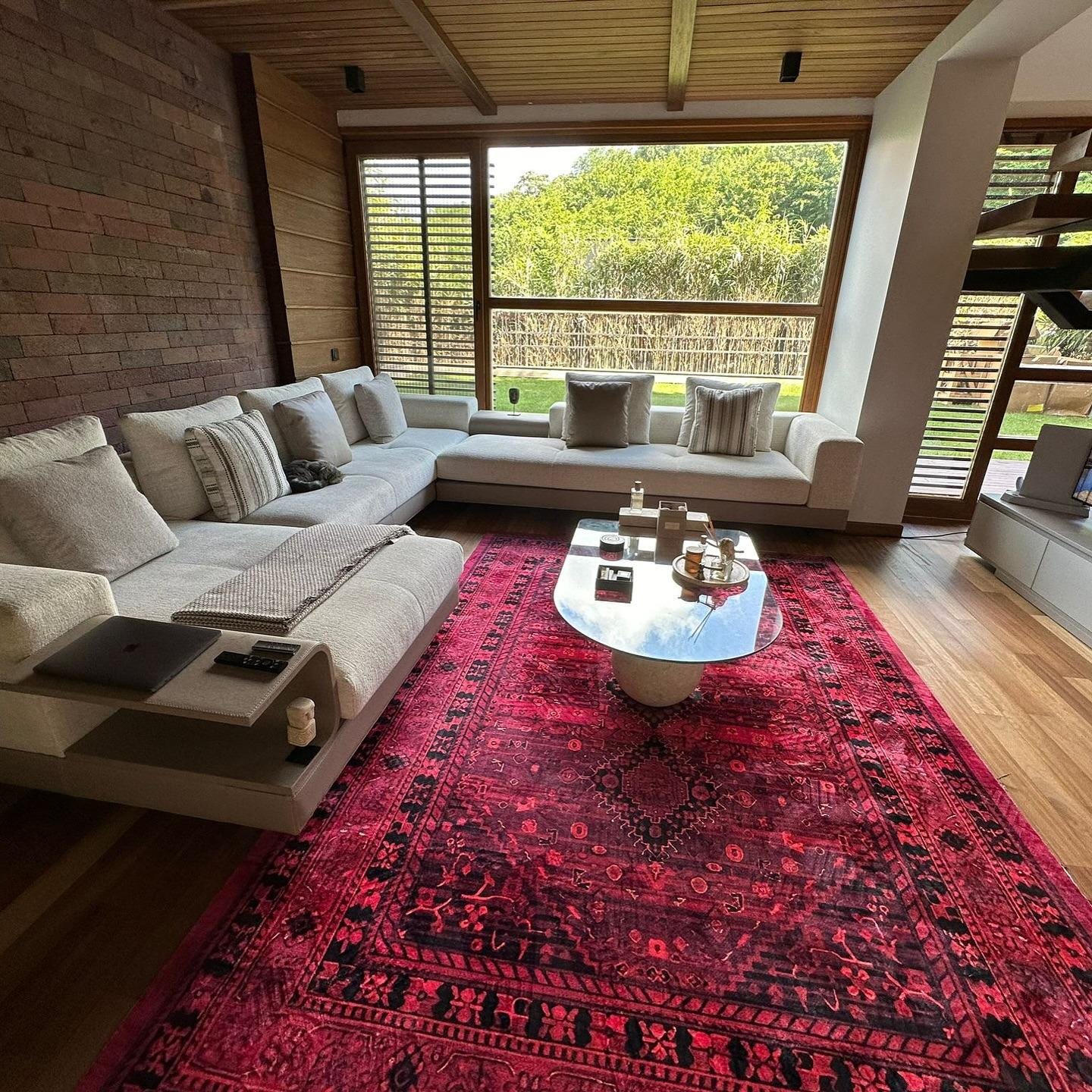 Modern Travertine Coffee Table: Natural Stone Living Room Table