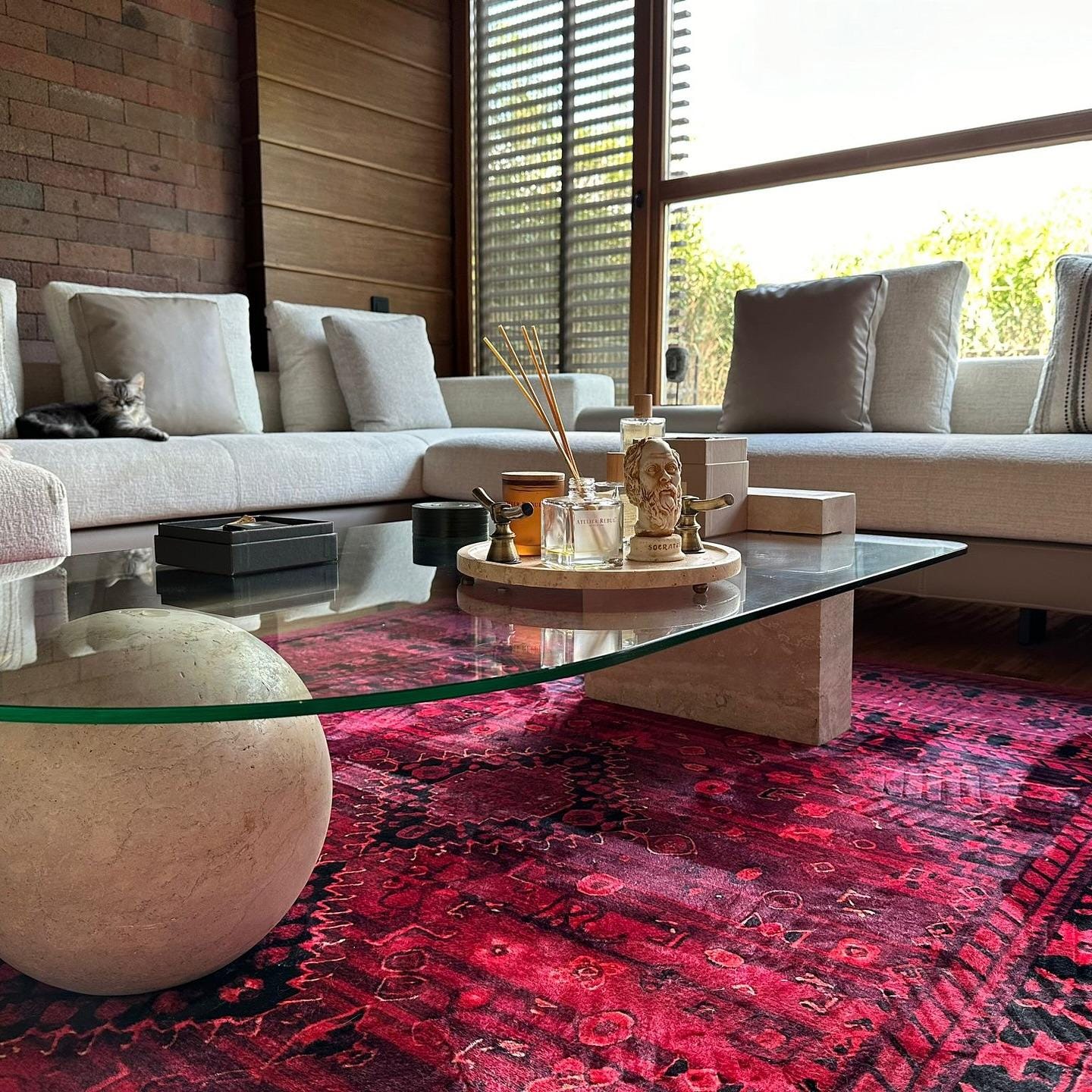 Modern Travertine Coffee Table: Natural Stone Living Room Table