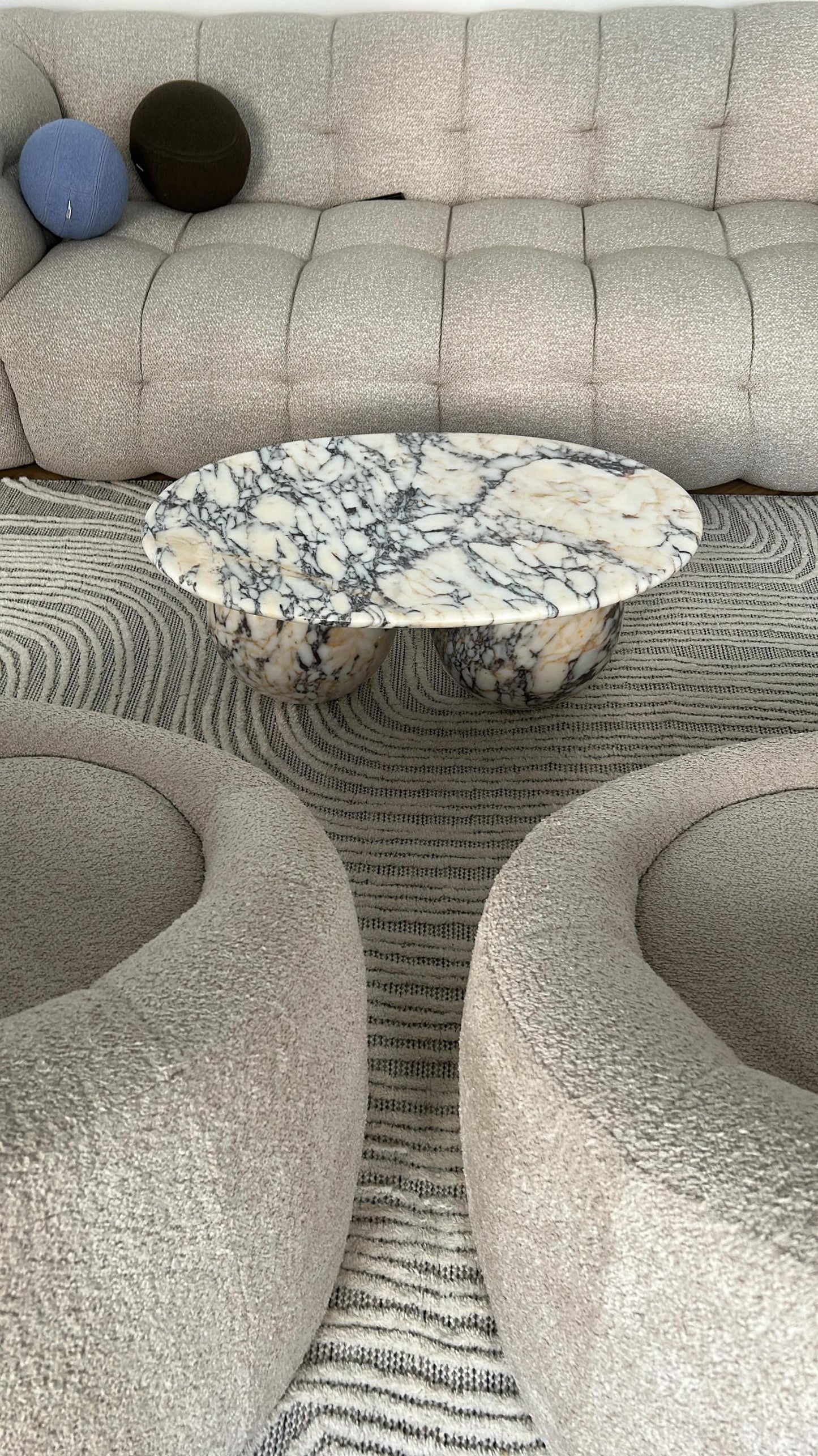 Calacatta Viola Marble Coffee Table, Oval Center Table
