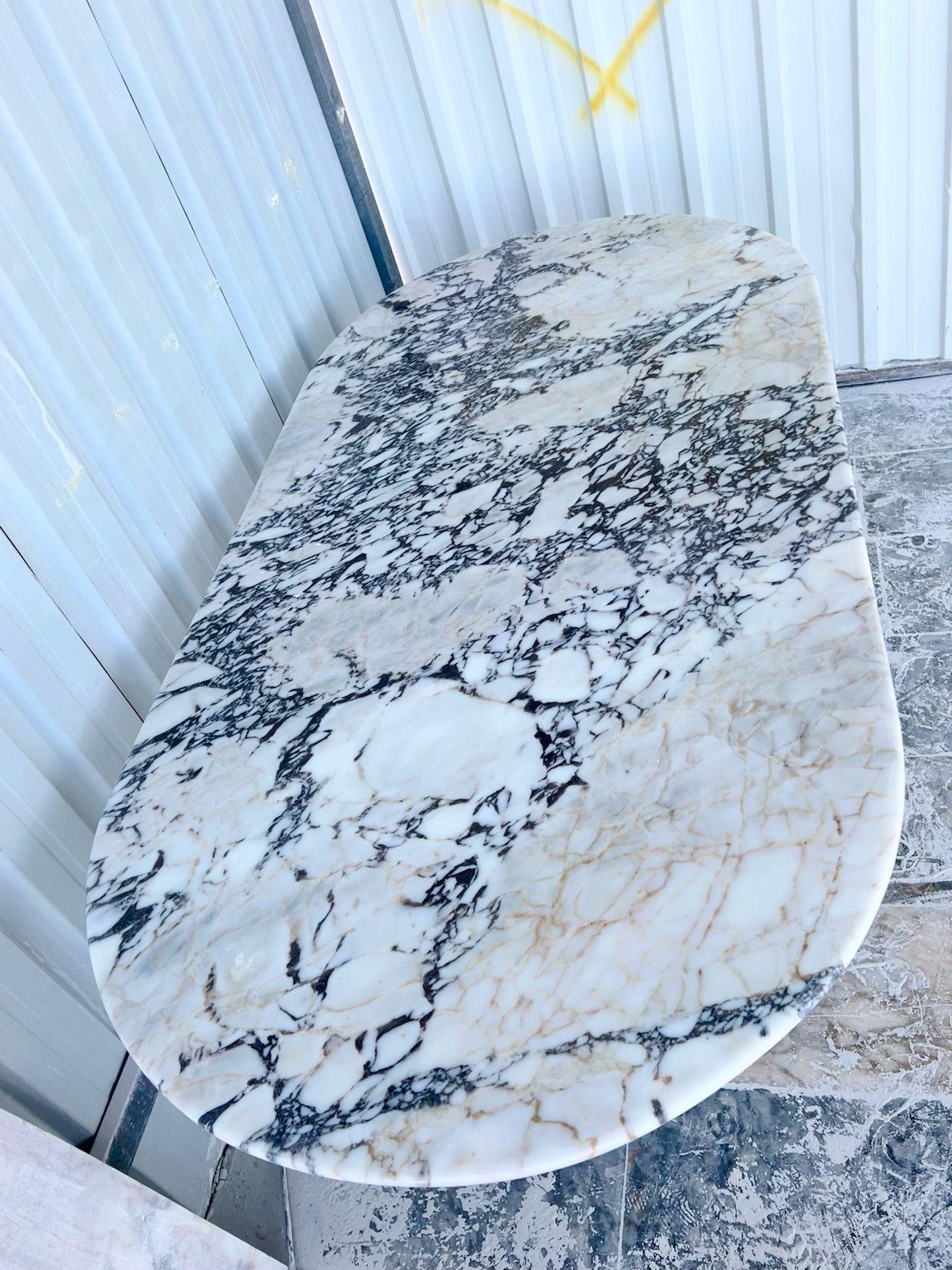 Calacatta Viola Marble Dining Table, Oval Handmade Kitchen Table