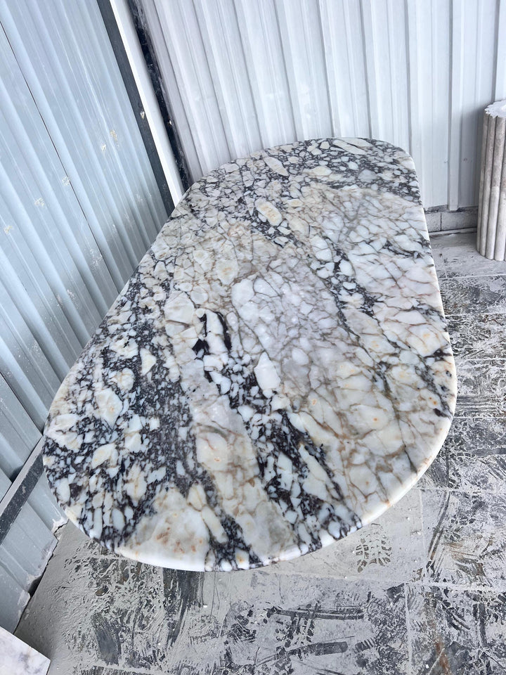 Custom Order Calacatta Viola Marble Stone Living Room Handmade Oval Dining Table