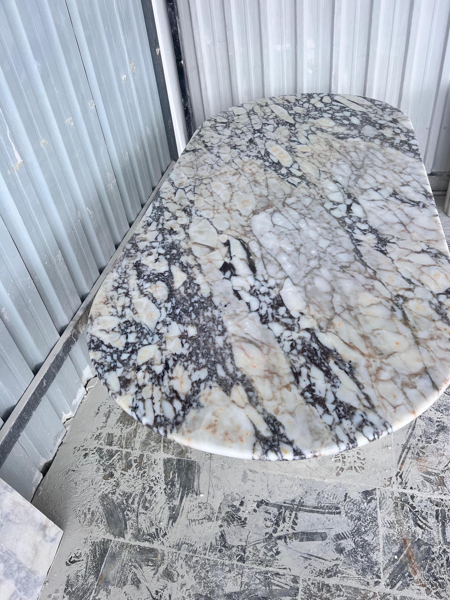 Custom Order Calacatta Viola Marble Stone Living Room Handmade Oval Dining Table