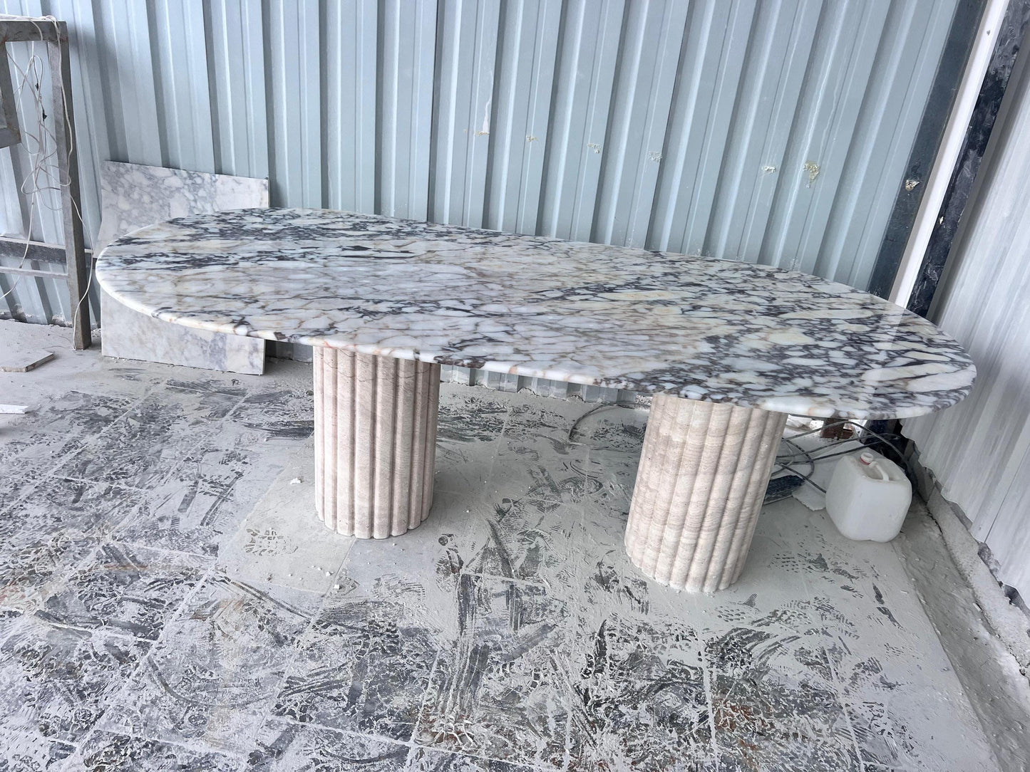 Custom Order Calacatta Viola Marble Stone Living Room Handmade Oval Dining Table
