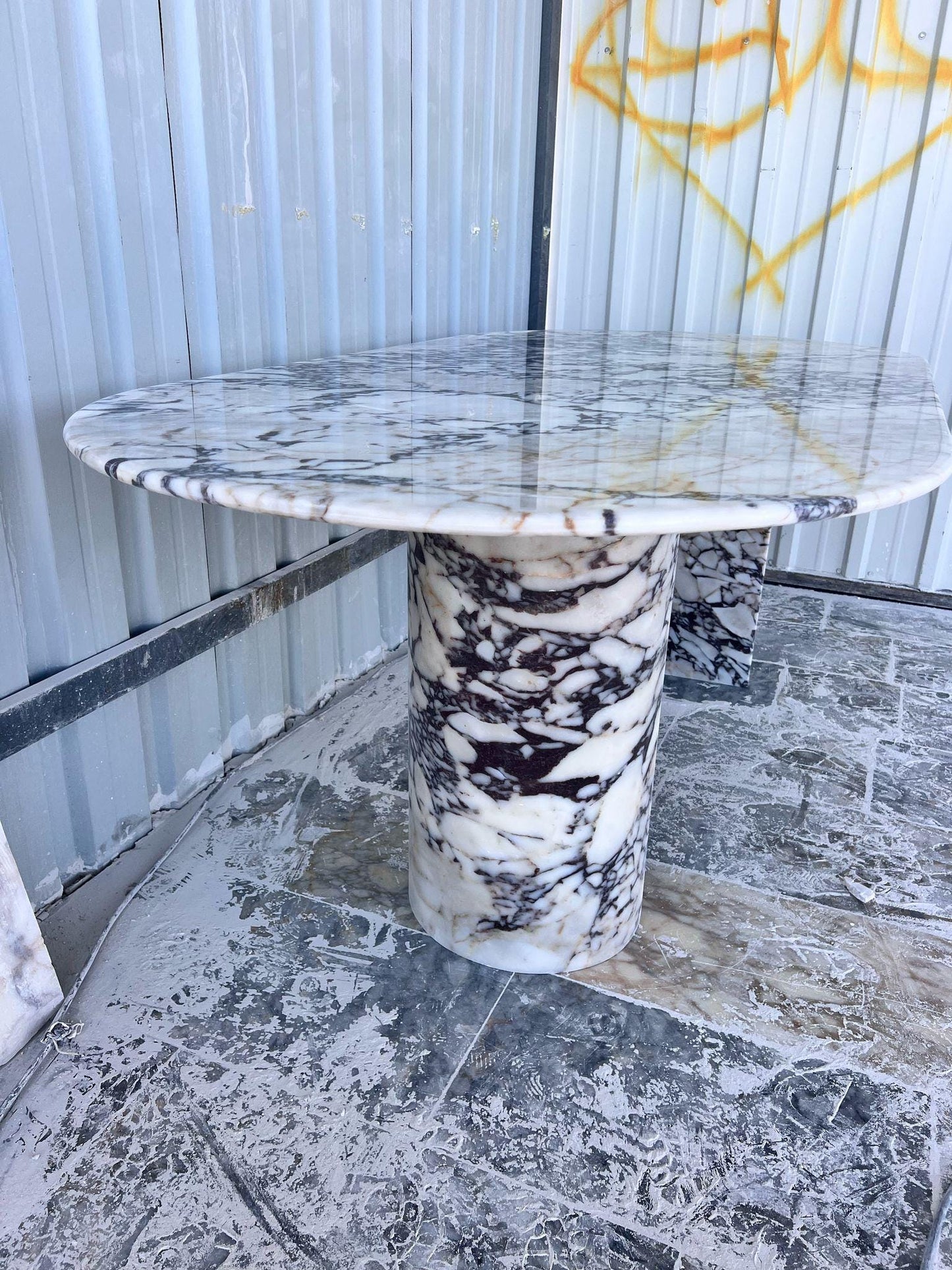 Calacatta Viola Marble Dining Table, Oval Handmade Kitchen Table