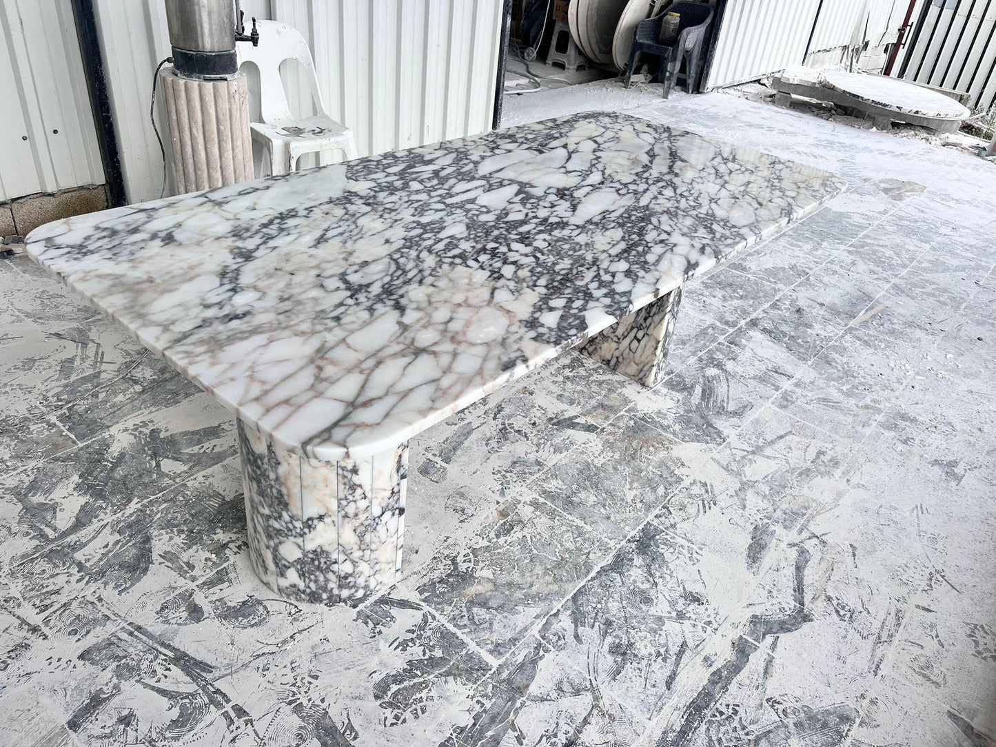 Calacatta Viola Marble Dining Table, Handmade Natural Stone, Custom Size