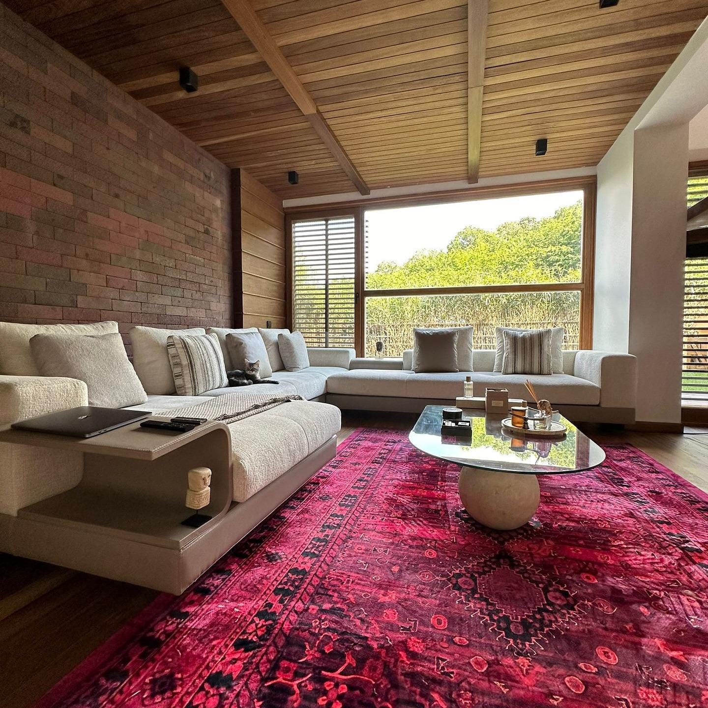 Modern Travertine Coffee Table: Natural Stone Living Room Table